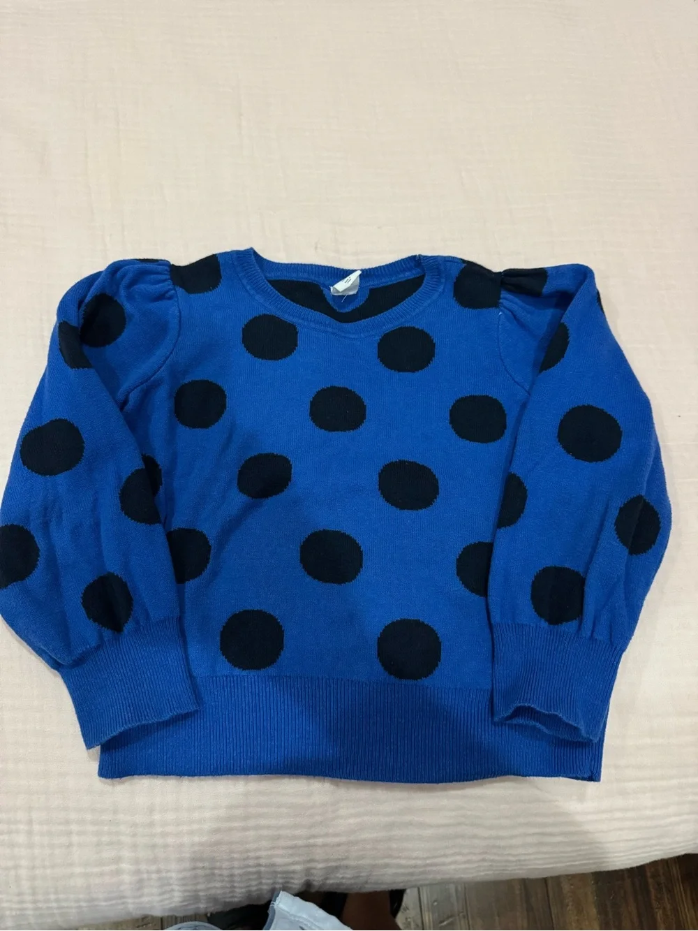 GAP Royal Blue Sweater with Black Polka Dots